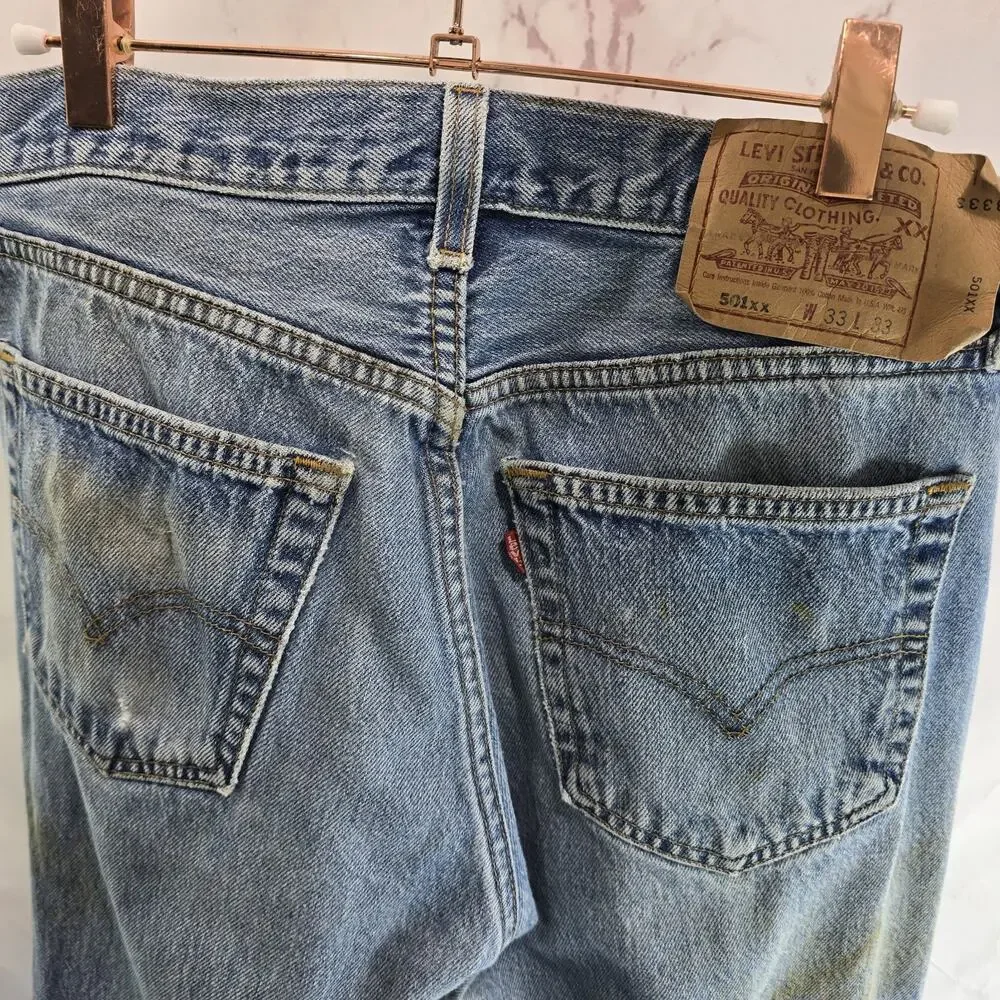 Vtg Levis Jeans Mens 32 X 28 501 XX Y2K Denim Destroyed Button Fly Distressed
